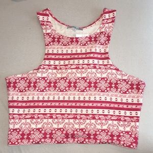 Red and cream crop top